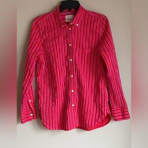 J.Crew Vibrant Pink and Red Striped Top Shirt Size 8
